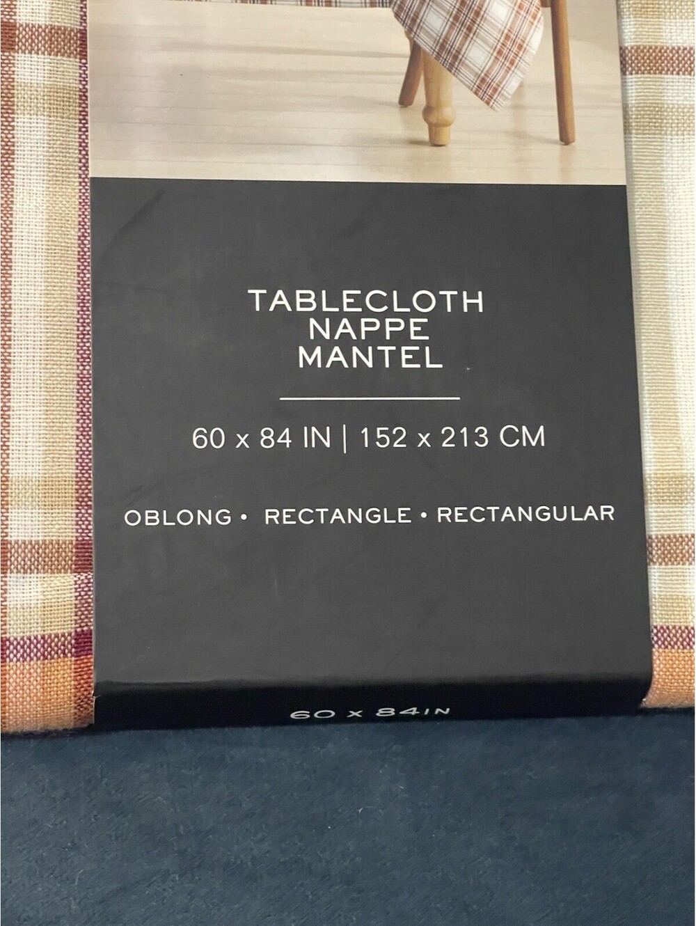 RALPH LAUREN Tablecloth 60x84 Orange Tartan Plaid Autumn Fall Cotton Oblong NIP - Picture 2 of 8